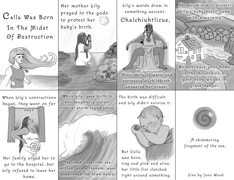 This zine gives you a peek into the story. Meet Calla, one of the main characters of Soledad.